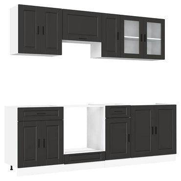 vidaXL Ensemble de 8 meubles de cuisine Porto Noir Bois d'ingénierie