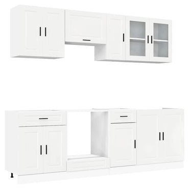 vidaXL 8-tlg. Küchenschrank-Set Kalmar Hochglanz-Weiß Holzwerkstoff