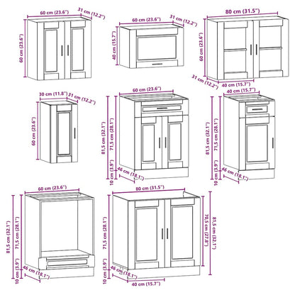 8-tlg. Küchenschrank-Set Kalmar Hochglanz-Weiß Holzwerkstoff