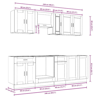 vidaXL 8-tlg. Küchenschrank-Set Porto Sonoma-Eiche Holzwerkstoff