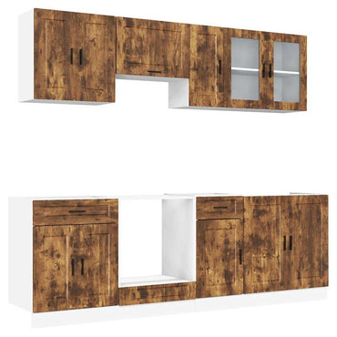 vidaXL 8-tlg. Küchenschrank-Set Porto Räuchereiche Holzwerkstoff