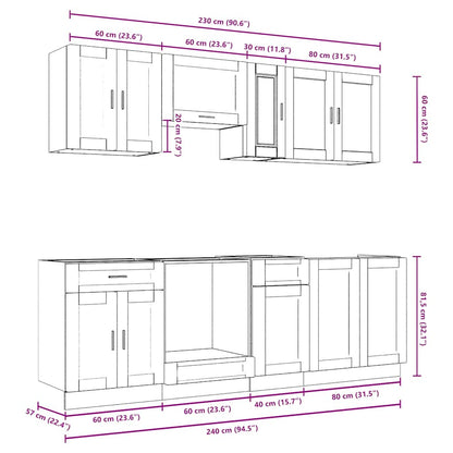 vidaXL 8-tlg. Küchenschrank-Set Porto Räuchereiche Holzwerkstoff