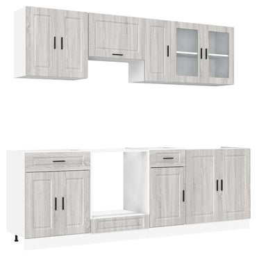 vidaXL 8-tlg. Küchenschrank-Set Kalmar Grau Sonoma Holzwerkstoff