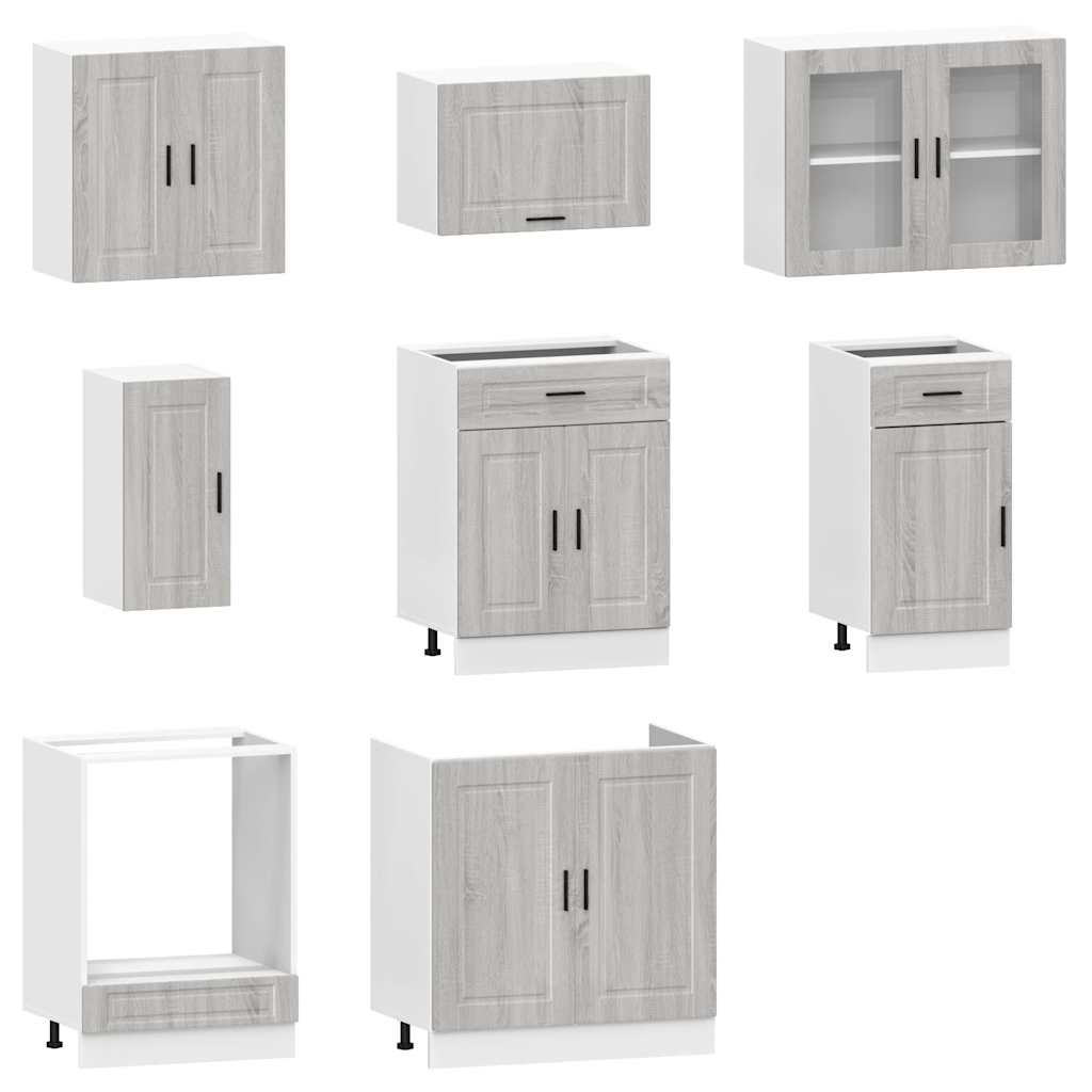 vidaXL 8-tlg. Küchenschrank-Set Kalmar Grau Sonoma Holzwerkstoff