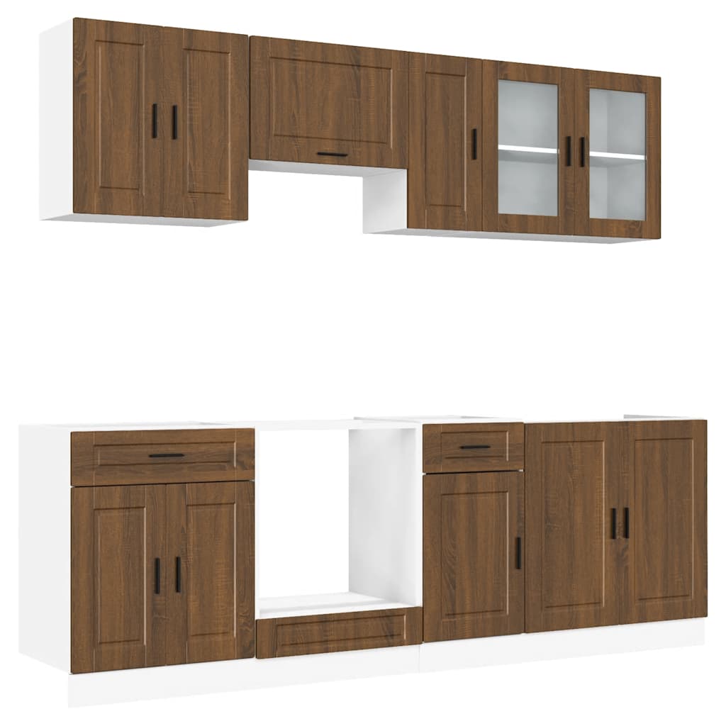 vidaXL 8-tlg. Küchenschrank-Set Braun Eichen-Optik Holzwerkstoff