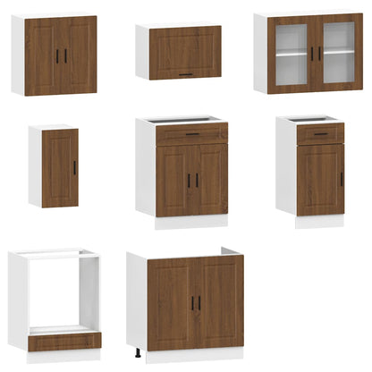 vidaXL 8-tlg. Küchenschrank-Set Braun Eichen-Optik Holzwerkstoff