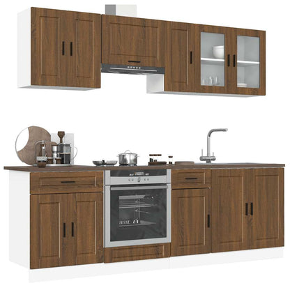 vidaXL 8-tlg. Küchenschrank-Set Braun Eichen-Optik Holzwerkstoff