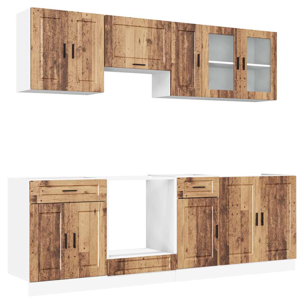 vidaXL Ensemble de 8 meubles de cuisine Kalmar aspect bois de récupération, bois d'ingénierie