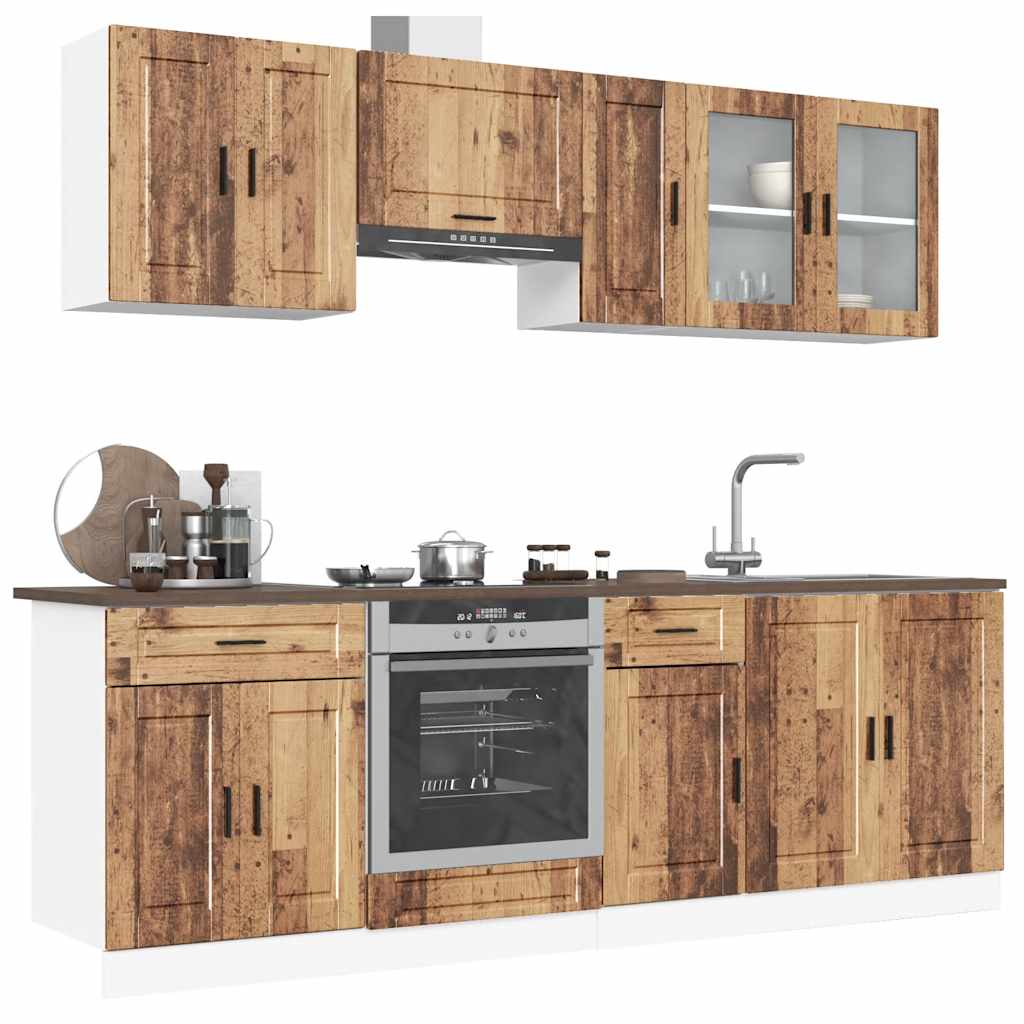 vidaXL Ensemble de 8 meubles de cuisine Kalmar aspect bois de récupération, bois d'ingénierie
