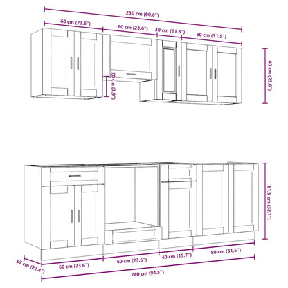 8-tlg. Küchenschrank-Set Kalmar Artisan-Eiche Holzwerkstoff