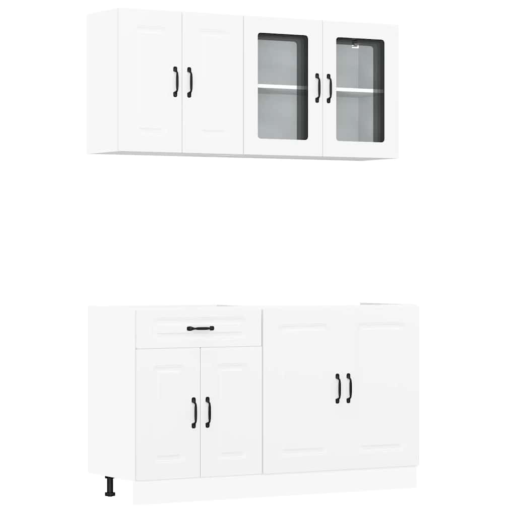 vidaXL 4-tlg. Küchenschrank-Set Kalmar Weiß Holzwerkstoff