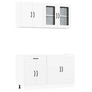 vidaXL 4-tlg. Küchenschrank-Set Kalmar Weiß Holzwerkstoff