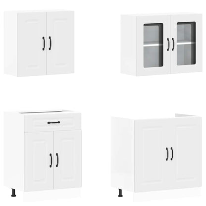vidaXL 4-tlg. Küchenschrank-Set Kalmar Weiß Holzwerkstoff