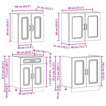 vidaXL 4-tlg. Küchenschrank-Set Kalmar Weiß Holzwerkstoff