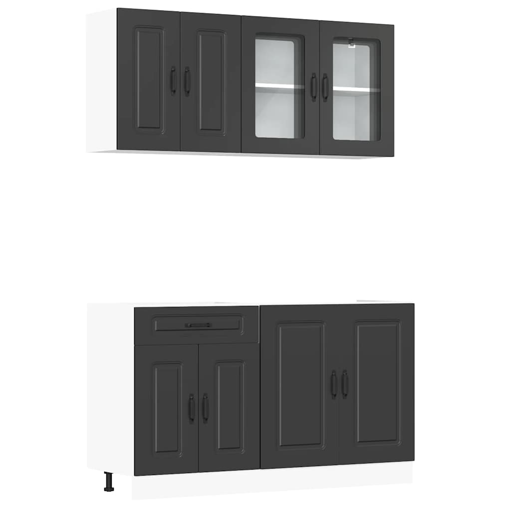 vidaXL 4-tlg. Küchenschrank-Set Kalmar Schwarz Holzwerkstoff