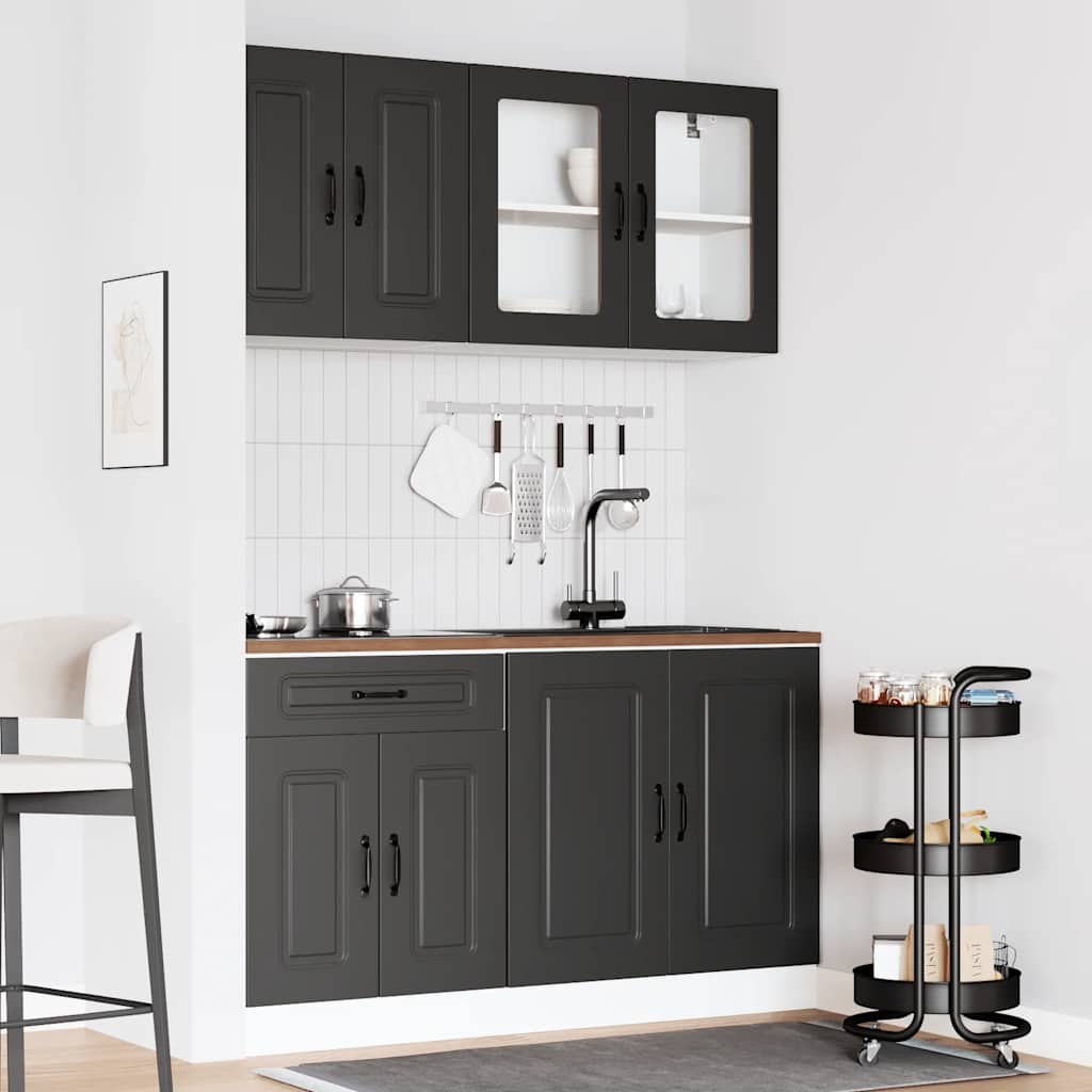 vidaXL 4-tlg. Küchenschrank-Set Kalmar Schwarz Holzwerkstoff