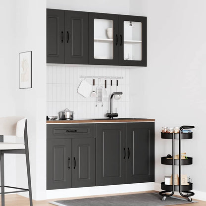 vidaXL 4-tlg. Küchenschrank-Set Kalmar Schwarz Holzwerkstoff