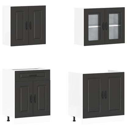 vidaXL 4-tlg. Küchenschrank-Set Kalmar Schwarz Holzwerkstoff