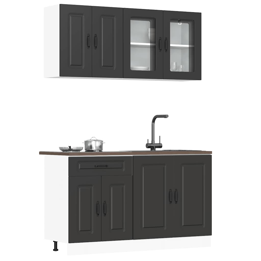 vidaXL 4-tlg. Küchenschrank-Set Kalmar Schwarz Holzwerkstoff