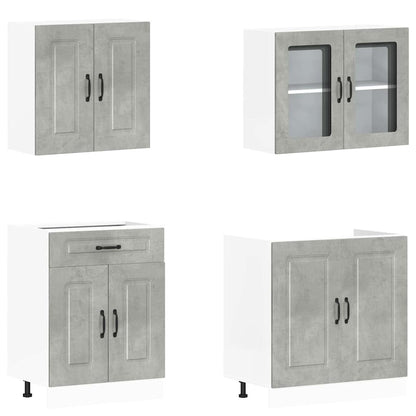 vidaXL 4-tlg. Küchenschrank-Set Kalmar Betongrau Holzwerkstoff