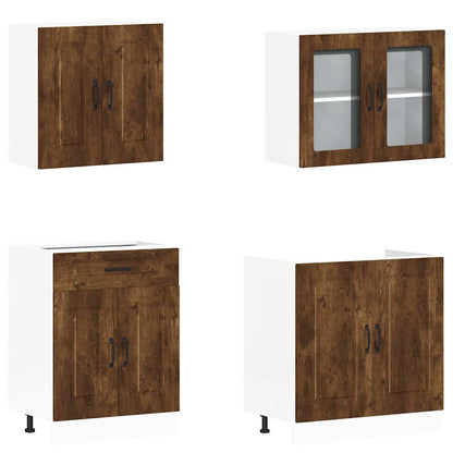 vidaXL Ensemble de meubles de cuisine Kalmar chêne fumé 4 pcs Bois d'ingénierie