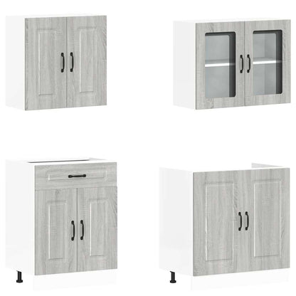 vidaXL 4-tlg. Küchenschrank-Set Kalmar Grau Sonoma Holzwerkstoff