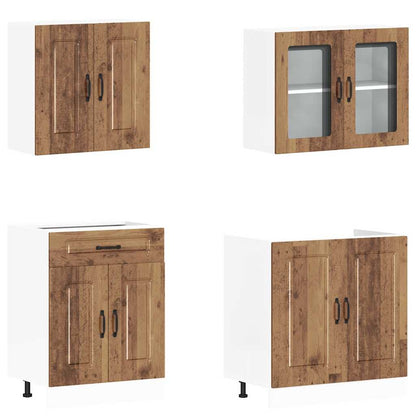 vidaXL 4-tlg. Küchenschrank-Set Kalmar Altholz-Optik Holzwerkstoff