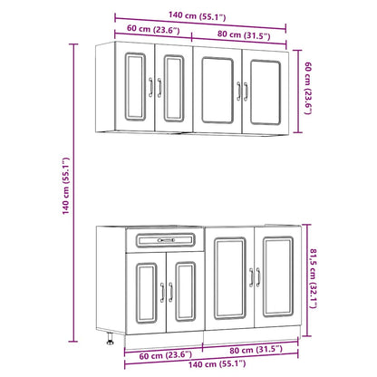 vidaXL 4-tlg. Küchenschrank-Set Kalmar Artisan-Eiche Holzwerkstoff
