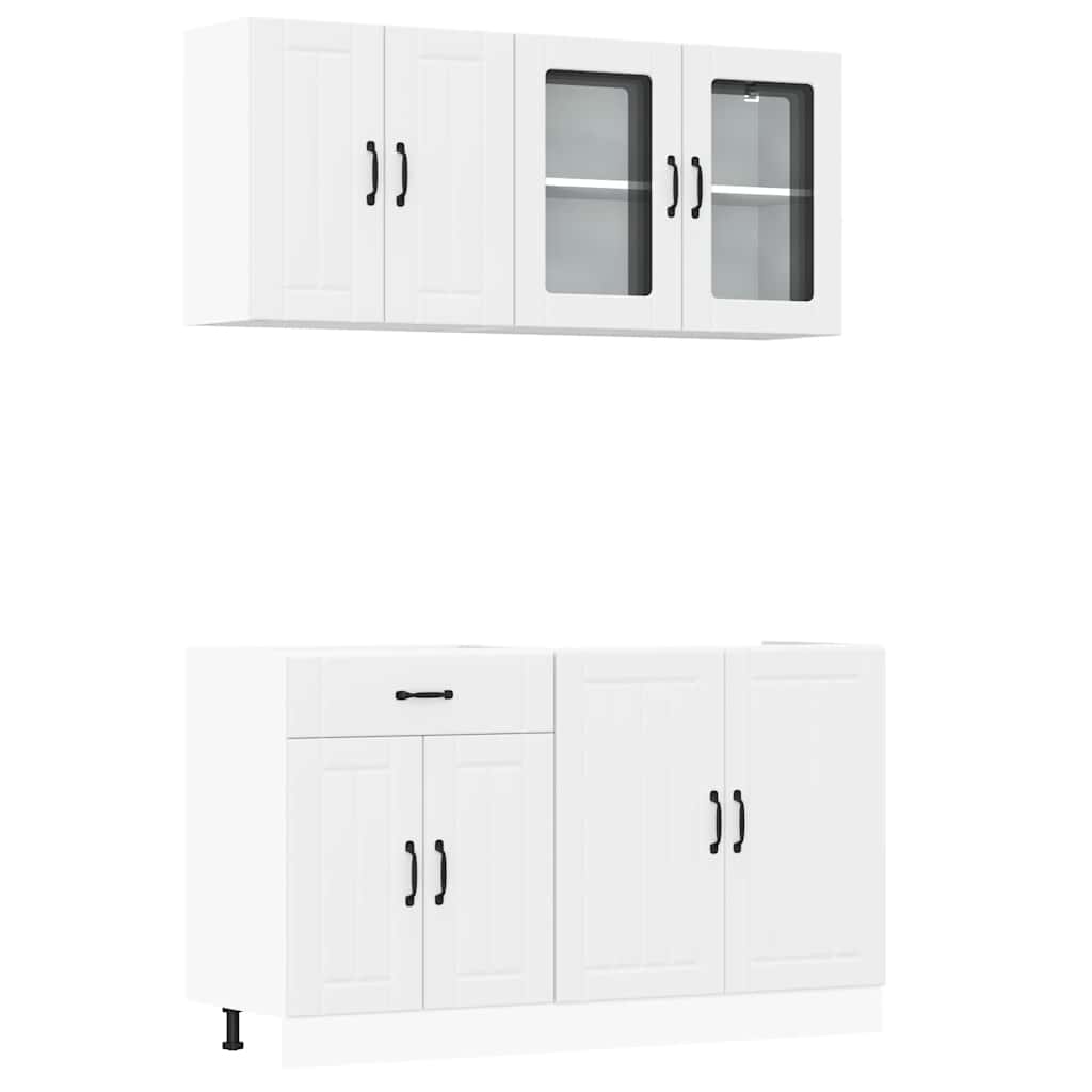 vidaXL Ensemble de 4 meubles de cuisine Lucca Blanc Bois d'ingénierie