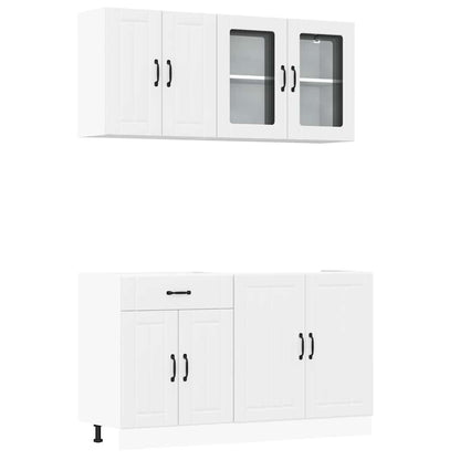 vidaXL Ensemble de 4 meubles de cuisine Lucca Blanc Bois d'ingénierie
