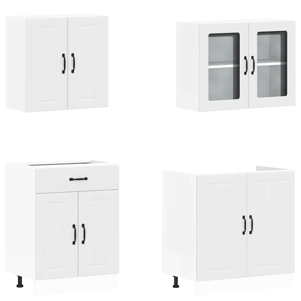 vidaXL Ensemble de 4 meubles de cuisine Lucca Blanc Bois d'ingénierie