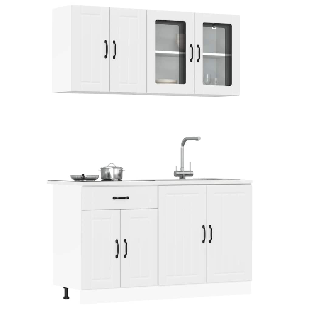 vidaXL Ensemble de 4 meubles de cuisine Lucca Blanc Bois d'ingénierie