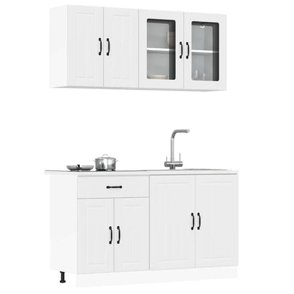 vidaXL Ensemble de 4 meubles de cuisine Lucca Blanc Bois d'ingénierie