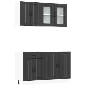 vidaXL 4-tlg. Küchenschrank-Set Lucca Schwarz Holzwerkstoff