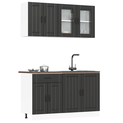 vidaXL 4-tlg. Küchenschrank-Set Lucca Schwarz Holzwerkstoff