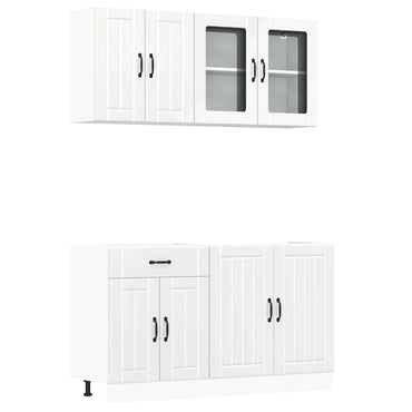 vidaXL Meuble de cuisine 4 pcs Lucca MDF Blanc brillant