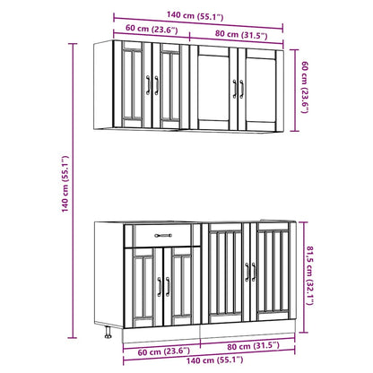 vidaXL 4-tlg. Küchenschrank-Set Lucca Sonoma-Eiche Holzwerkstoff