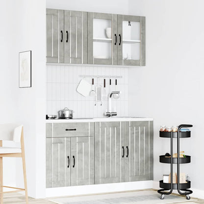 vidaXL 4-tlg. Küchenschrank-Set Lucca Betongrau Holzwerkstoff