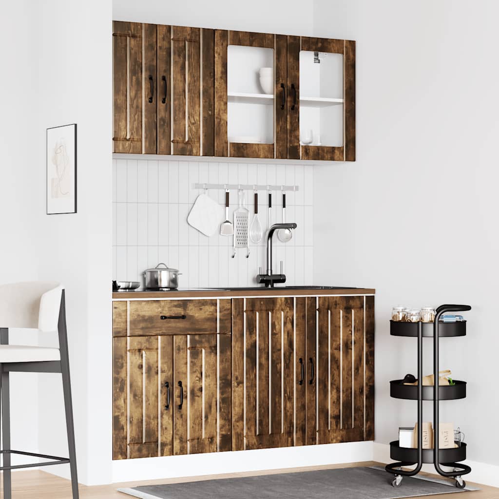 vidaXL Ensemble de 4 meubles de cuisine Lucca Chêne fumé Aggloméré