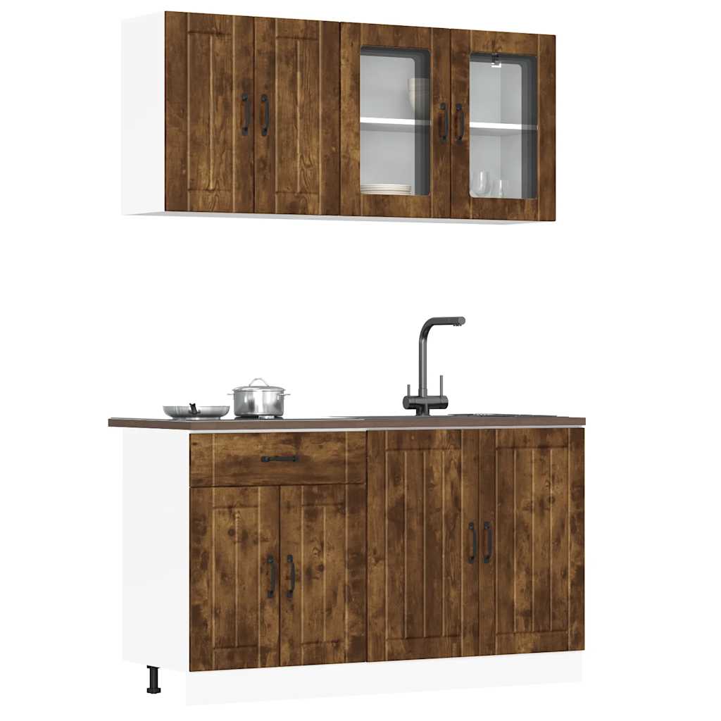 vidaXL Ensemble de 4 meubles de cuisine Lucca Chêne fumé Aggloméré