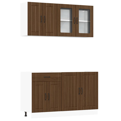 vidaXL Ensemble de 4 meubles de cuisine Lucca Aspect chêne marron Bois d'ingénierie