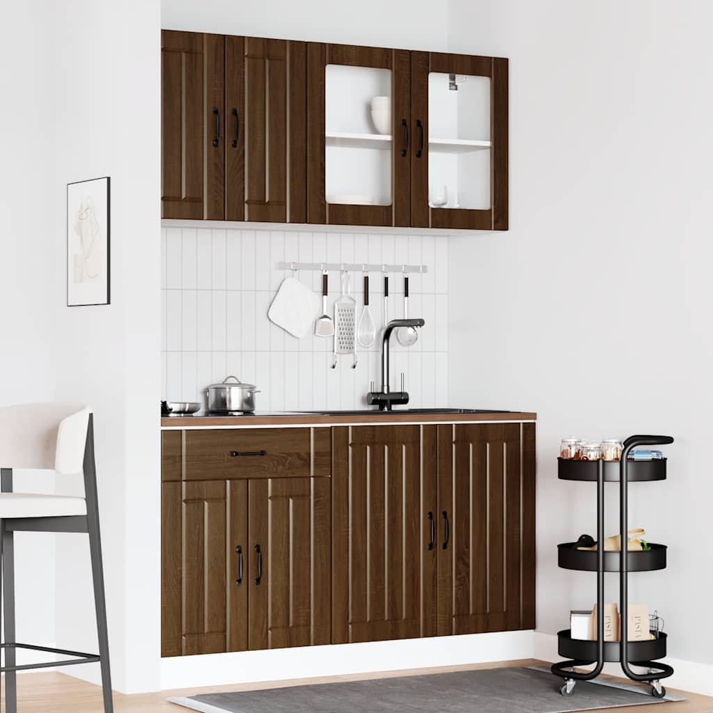 vidaXL Ensemble de 4 meubles de cuisine Lucca Aspect chêne marron Bois d'ingénierie