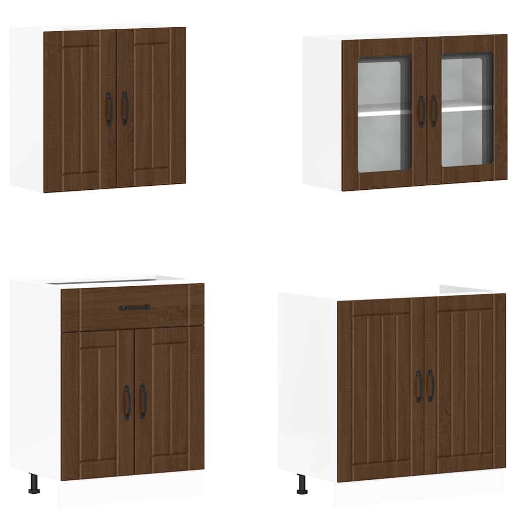 vidaXL Ensemble de 4 meubles de cuisine Lucca Aspect chêne marron Bois d'ingénierie