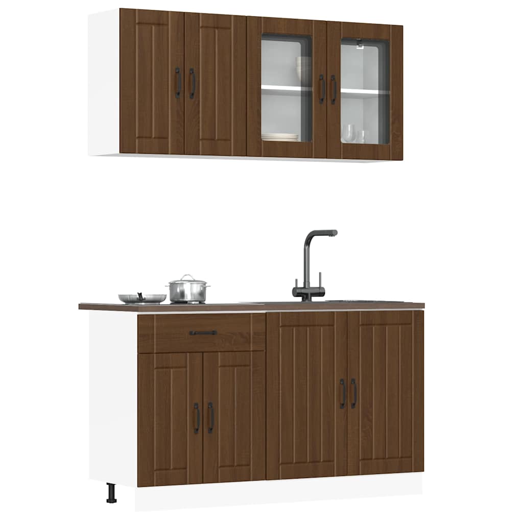 vidaXL Ensemble de 4 meubles de cuisine Lucca Aspect chêne marron Bois d'ingénierie