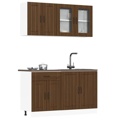 vidaXL Ensemble de 4 meubles de cuisine Lucca Aspect chêne marron Bois d'ingénierie