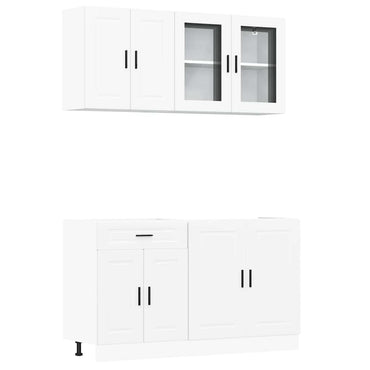 vidaXL 4-tlg. Küchenschrank-Set Porto Weiß Holzwerkstoff