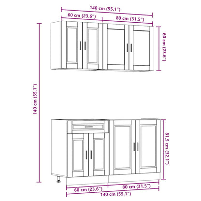 vidaXL 4-tlg. Küchenschrank-Set Porto Weiß Holzwerkstoff