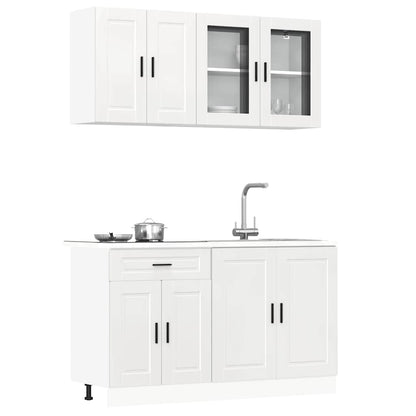 vidaXL 4-tlg. Küchenschrank-Set Porto Hochglanz-Weiß Holzwerkstoff
