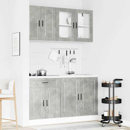 vidaXL Meuble de cuisine 4 pcs Porto Gris béton en bois d'ingénierie