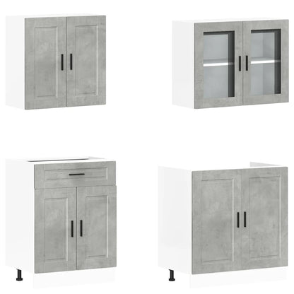 vidaXL Meuble de cuisine 4 pcs Porto Gris béton en bois d'ingénierie